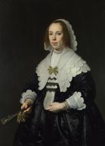 欧洲12-19世纪油画六_HELST, Bartholomeus van der - Portrait of a Lady in Black Satin with a Fan